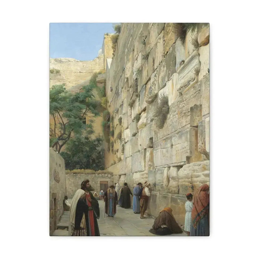Gustav Bauernfeind (1848-1904) The Wailing Wall Jerusalem Laid Down On Panel - Canvas Wall Art 12″ x 16″ 1.25" - The Sticker Space