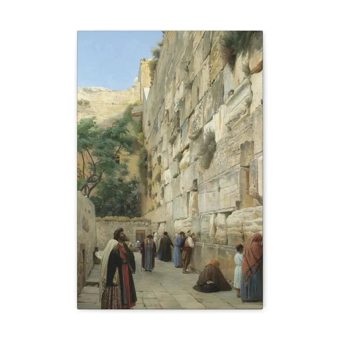 Gustav Bauernfeind (1848-1904) The Wailing Wall Jerusalem Laid Down On Panel - Canvas Wall Art 12" x 18" 1.25" - The Sticker Space