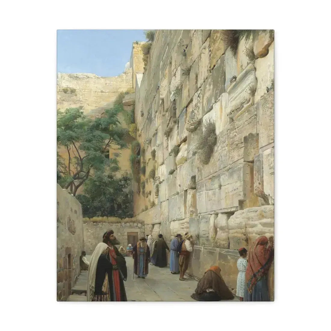 Gustav Bauernfeind (1848-1904) The Wailing Wall Jerusalem Laid Down On Panel - Canvas Wall Art 16″ x 20″ 1.25" - The Sticker Space