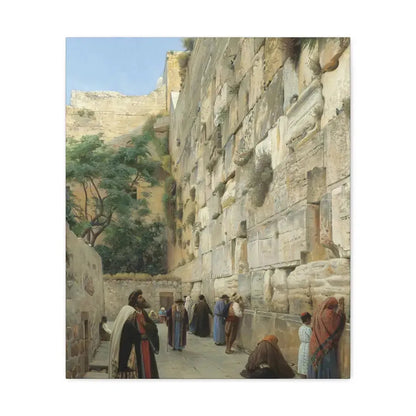 Gustav Bauernfeind (1848-1904) The Wailing Wall Jerusalem Laid Down On Panel - Canvas Wall Art 20″ x 24″ 1.25" - The Sticker Space