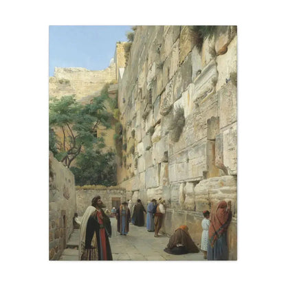 Gustav Bauernfeind (1848-1904) The Wailing Wall Jerusalem Laid Down On Panel - Canvas Wall Art 24″ x 30″ 1.25" - The Sticker Space
