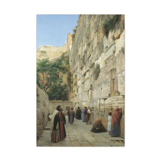 Gustav Bauernfeind (1848-1904) The Wailing Wall Jerusalem Laid Down On Panel - Canvas Wall Art 24″ x 36″ 1.25" - The Sticker Space