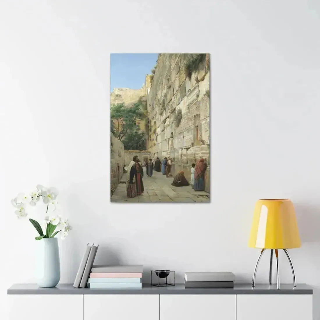 Gustav Bauernfeind (1848-1904) The Wailing Wall Jerusalem Laid Down On Panel - Canvas Wall Art - The Sticker Space