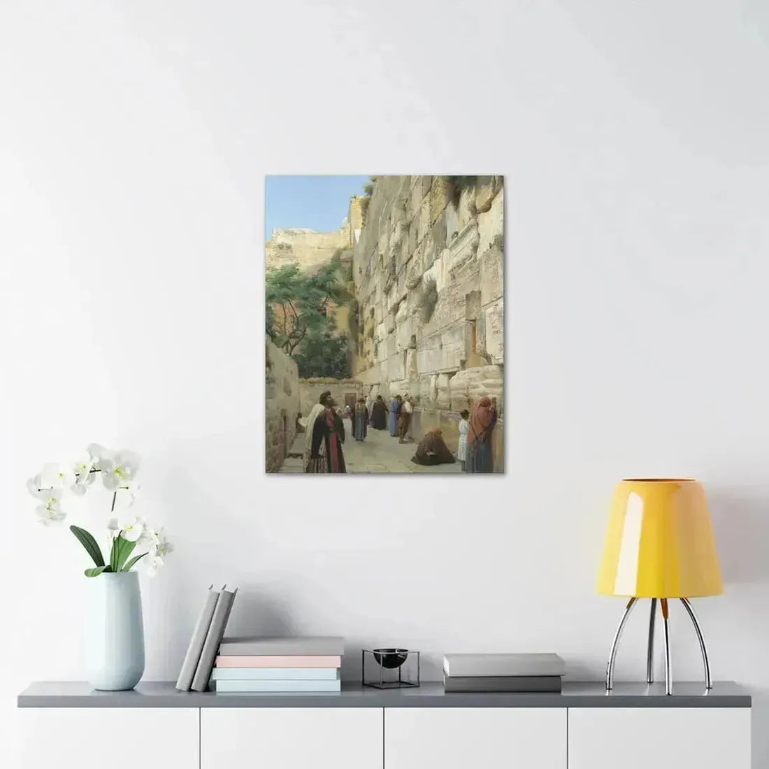 Gustav Bauernfeind (1848-1904) The Wailing Wall Jerusalem Laid Down On Panel - Canvas Wall Art - The Sticker Space