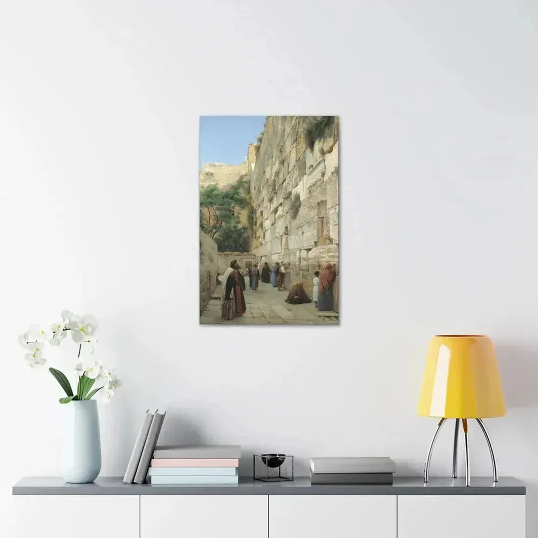 Gustav Bauernfeind (1848-1904) The Wailing Wall Jerusalem Laid Down On Panel - Canvas Wall Art - The Sticker Space