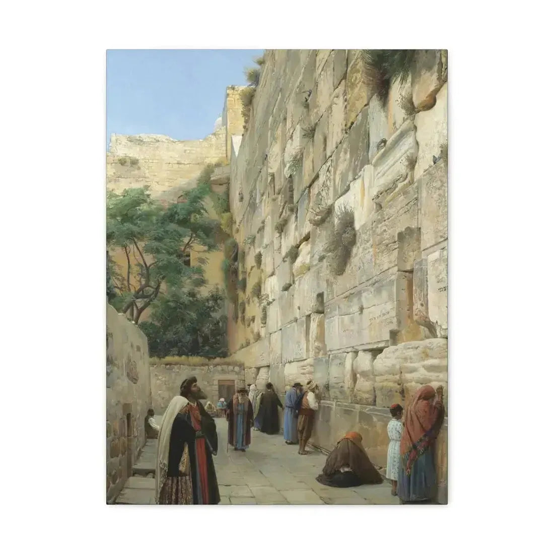 Gustav Bauernfeind (1848-1904) The Wailing Wall Jerusalem Laid Down On Panel - Canvas Wall Art - The Sticker Space