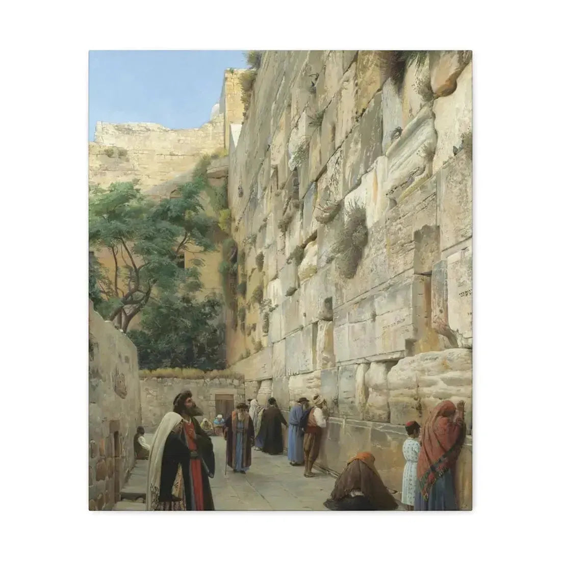 Gustav Bauernfeind (1848-1904) The Wailing Wall Jerusalem Laid Down On Panel - Canvas Wall Art - The Sticker Space