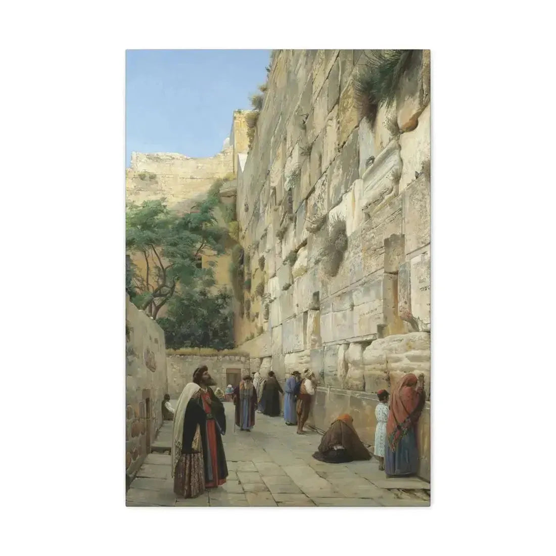 Gustav Bauernfeind (1848-1904) The Wailing Wall Jerusalem Laid Down On Panel - Canvas Wall Art - The Sticker Space