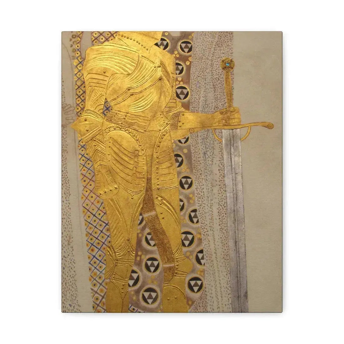 Gustav Klimt (1862-1918) Beethoven Frieze%3a The Golden Knight - 1901 - Canvas Wall Art 11″ x 14″ 1.25" - The Sticker Space
