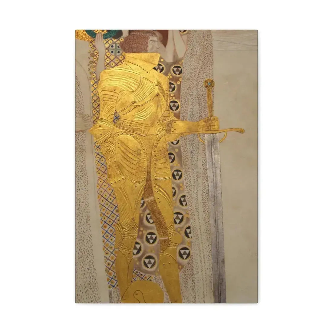 Gustav Klimt (1862-1918) Beethoven Frieze%3a The Golden Knight - 1901 - Canvas Wall Art 16″ x 24″ 1.25" - The Sticker Space