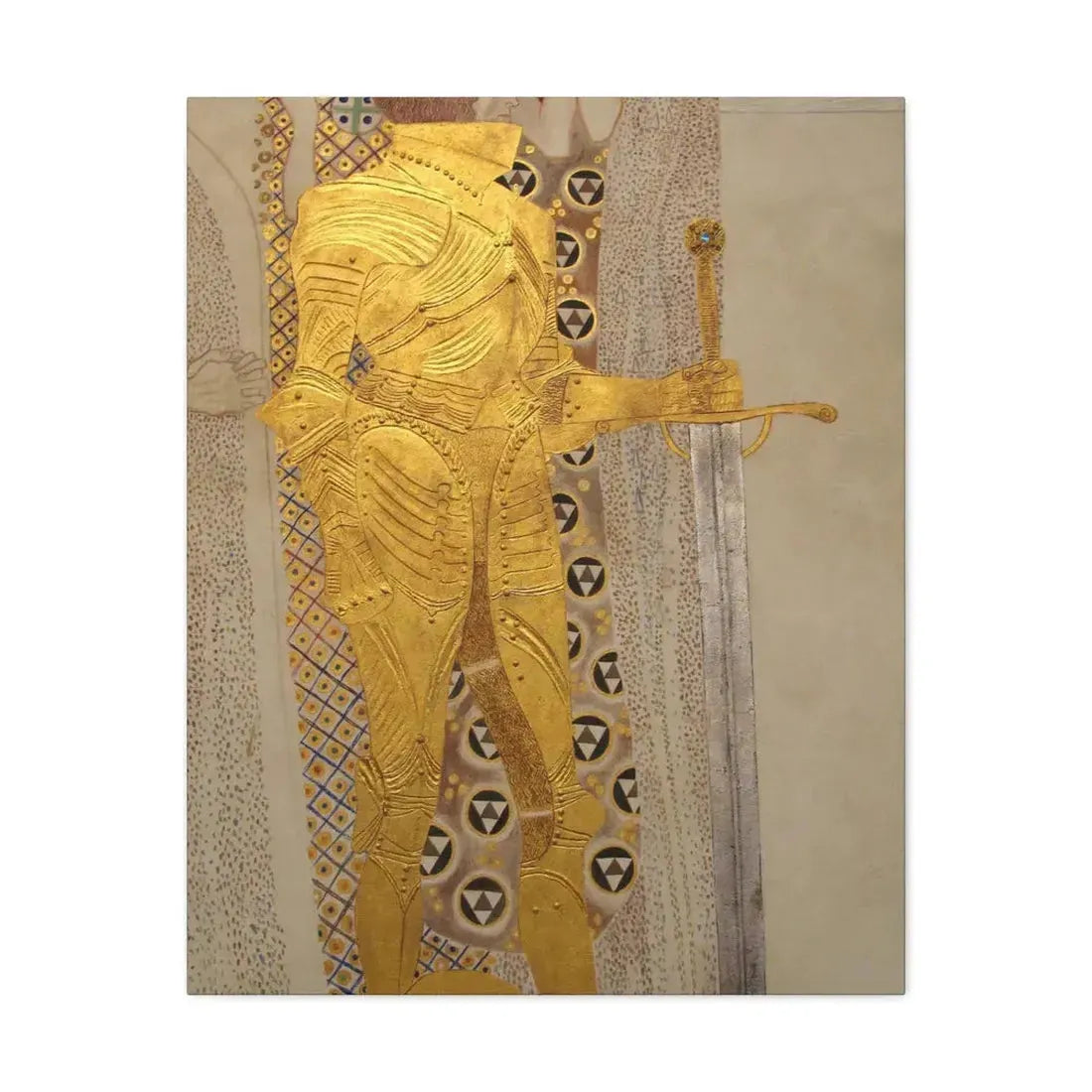 Gustav Klimt (1862-1918) Beethoven Frieze%3a The Golden Knight - 1901 - Canvas Wall Art 24″ x 30″ 1.25" - The Sticker Space
