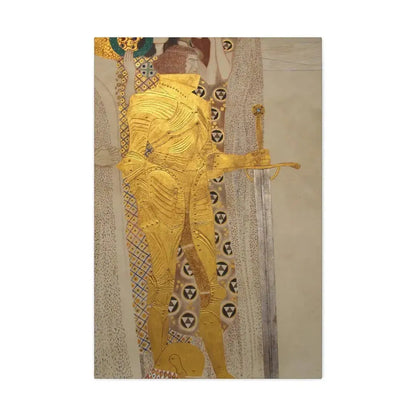 Gustav Klimt (1862-1918) Beethoven Frieze%3a The Golden Knight - 1901 - Canvas Wall Art 24″ x 36″ 1.25" - The Sticker Space