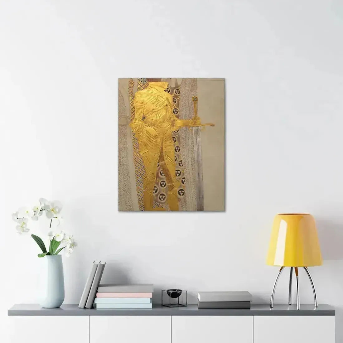 Gustav Klimt (1862-1918) Beethoven Frieze%3a The Golden Knight - 1901 - Canvas Wall Art - The Sticker Space