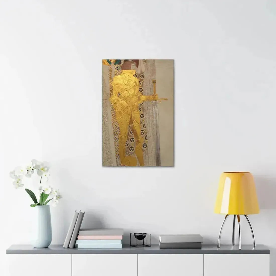 Gustav Klimt (1862-1918) Beethoven Frieze%3a The Golden Knight - 1901 - Canvas Wall Art - The Sticker Space