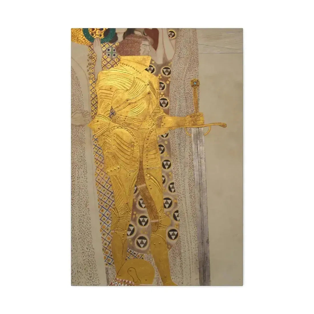 Gustav Klimt (1862-1918) Beethoven Frieze%3a The Golden Knight - 1901 - Canvas Wall Art - The Sticker Space
