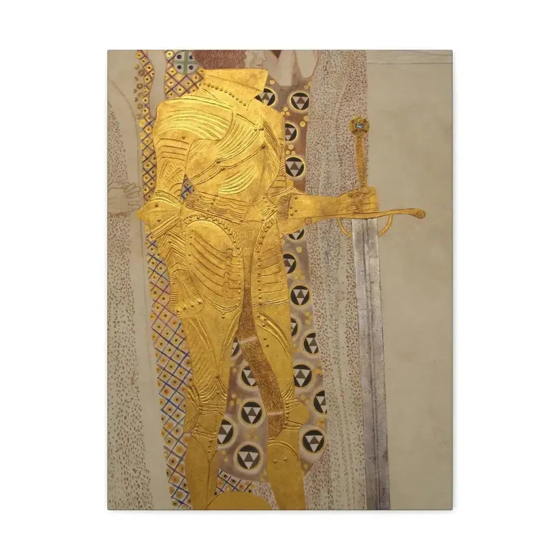 Gustav Klimt (1862-1918) Beethoven Frieze%3a The Golden Knight - 1901 - Canvas Wall Art - The Sticker Space