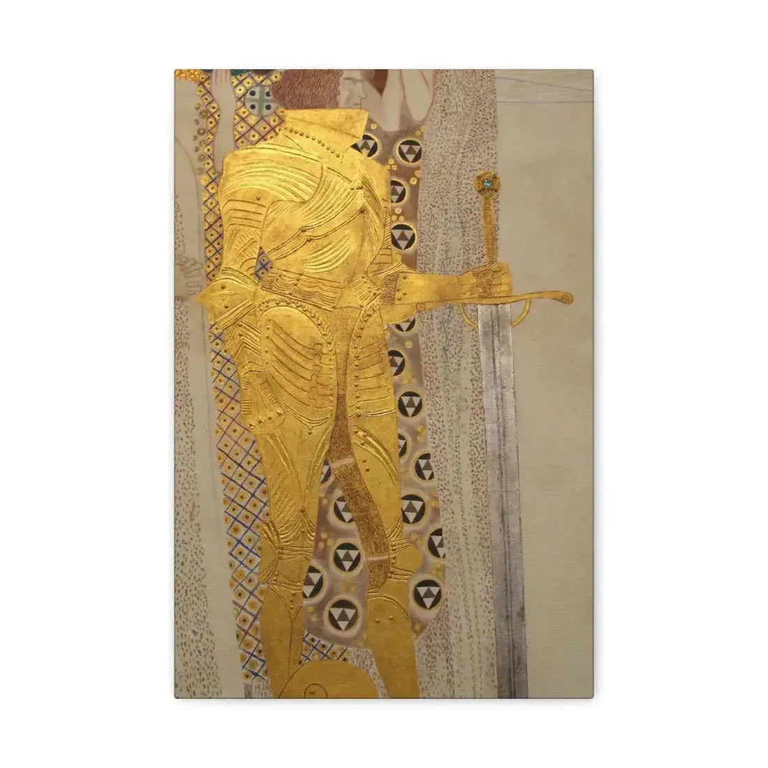 Gustav Klimt (1862-1918) Beethoven Frieze%3a The Golden Knight - 1901 - Canvas Wall Art - The Sticker Space