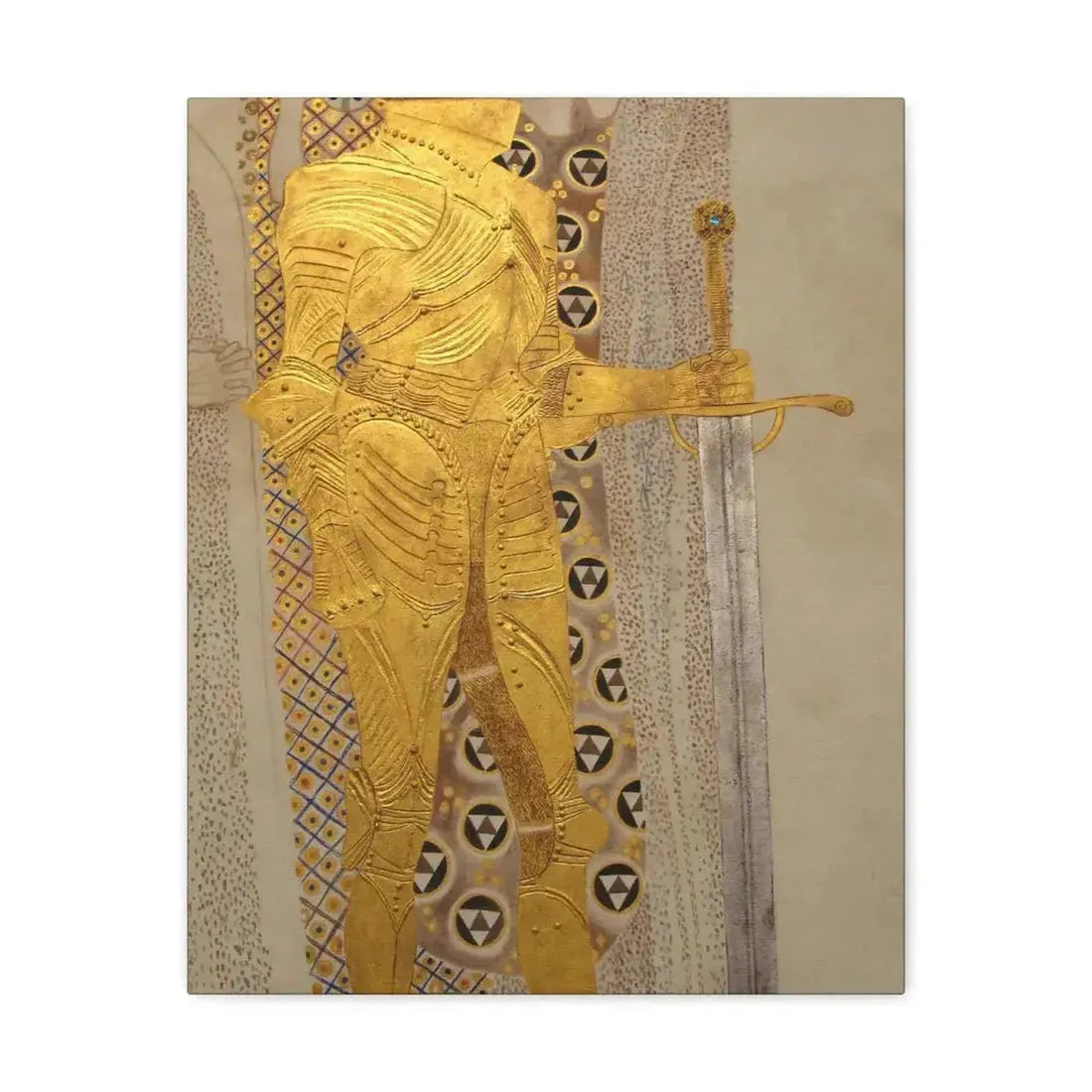 Gustav Klimt (1862-1918) Beethoven Frieze%3a The Golden Knight - 1901 - Canvas Wall Art - The Sticker Space