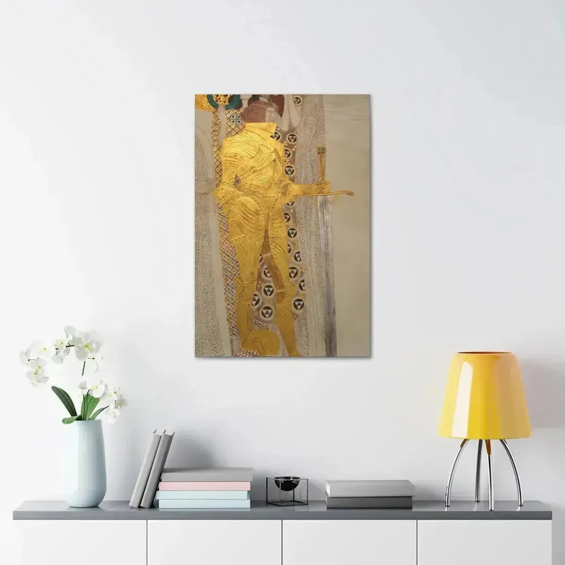 Gustav Klimt (1862-1918) Beethoven Frieze%3a The Golden Knight - 1901 - Canvas Wall Art - The Sticker Space