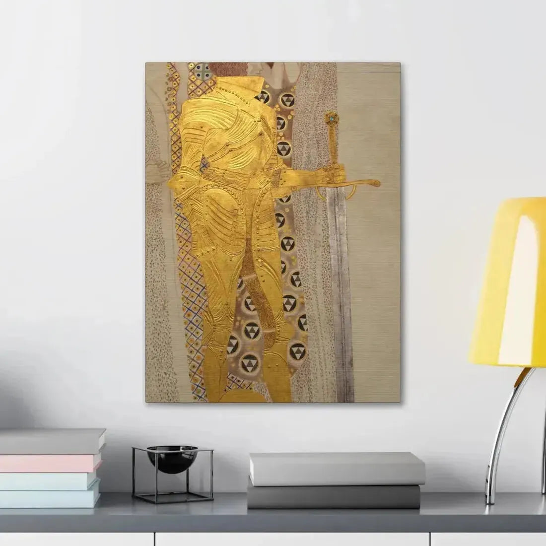 Gustav Klimt (1862-1918) Beethoven Frieze%3a The Golden Knight - 1901 - Canvas Wall Art - The Sticker Space