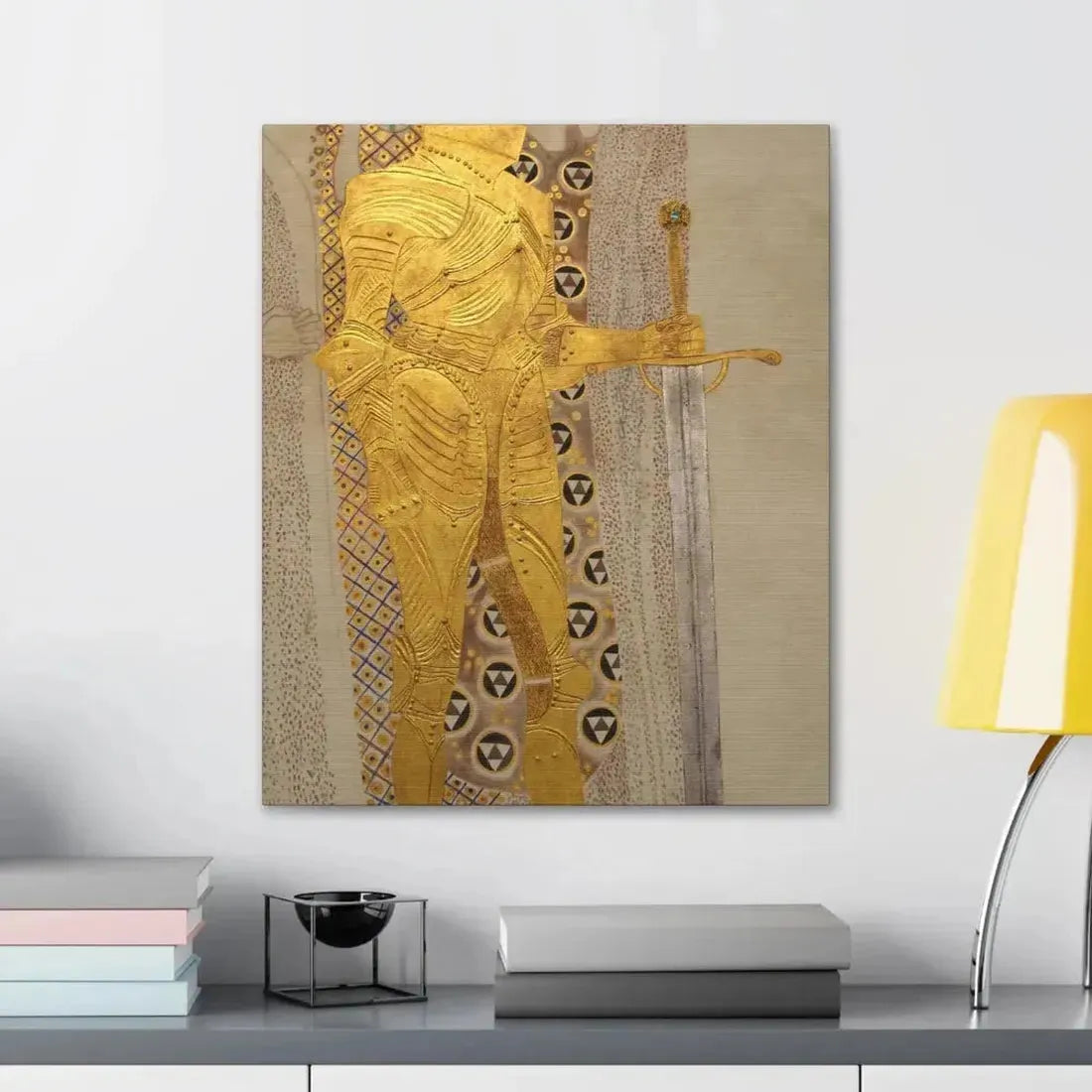 Gustav Klimt (1862-1918) Beethoven Frieze%3a The Golden Knight - 1901 - Canvas Wall Art - The Sticker Space