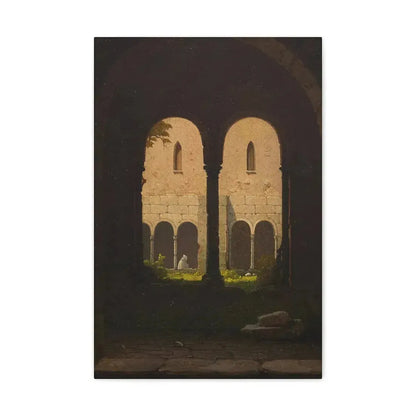 Gustav von Haugk (1804-1861) Blick durch einen Klostergang 1850 - Canvas Wall Art 16″ x 24″ 1.25" - The Sticker Space