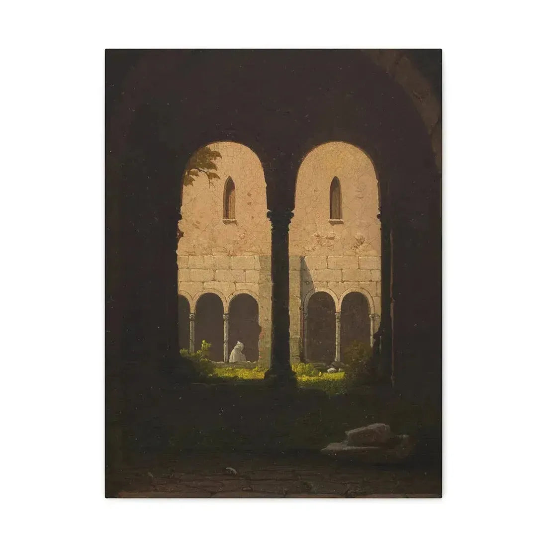 Gustav von Haugk (1804-1861) Blick durch einen Klostergang 1850 - Canvas Wall Art 18″ x 24″ 1.25" - The Sticker Space