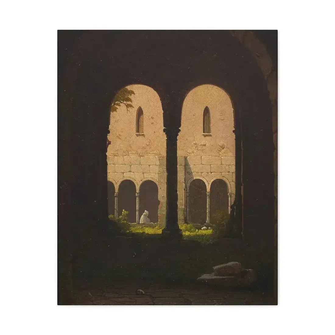 Gustav von Haugk (1804-1861) Blick durch einen Klostergang 1850 - Canvas Wall Art 24″ x 30″ 1.25" - The Sticker Space