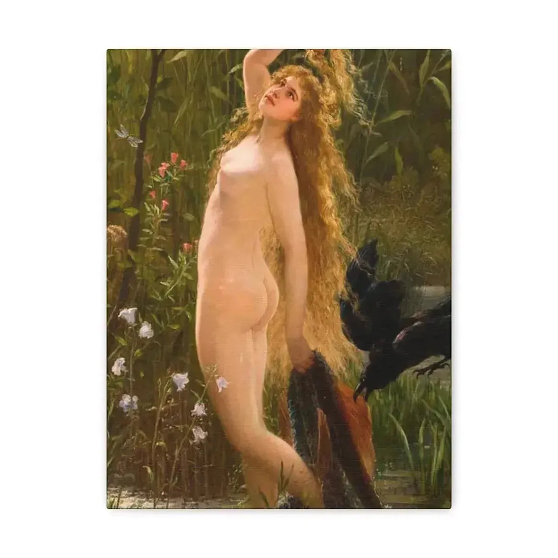 Gustave Graef (1821-1895) Die Meerjungfrau - Canvas Wall Art 12″ x 16″ 1.25" - The Sticker Space