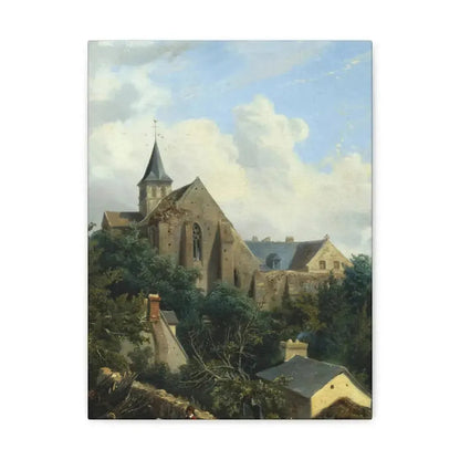 Gustave Leprince (1810-1837) View of the Graville Priory - Canvas Wall Art 12″ x 16″ 1.25" - The Sticker Space