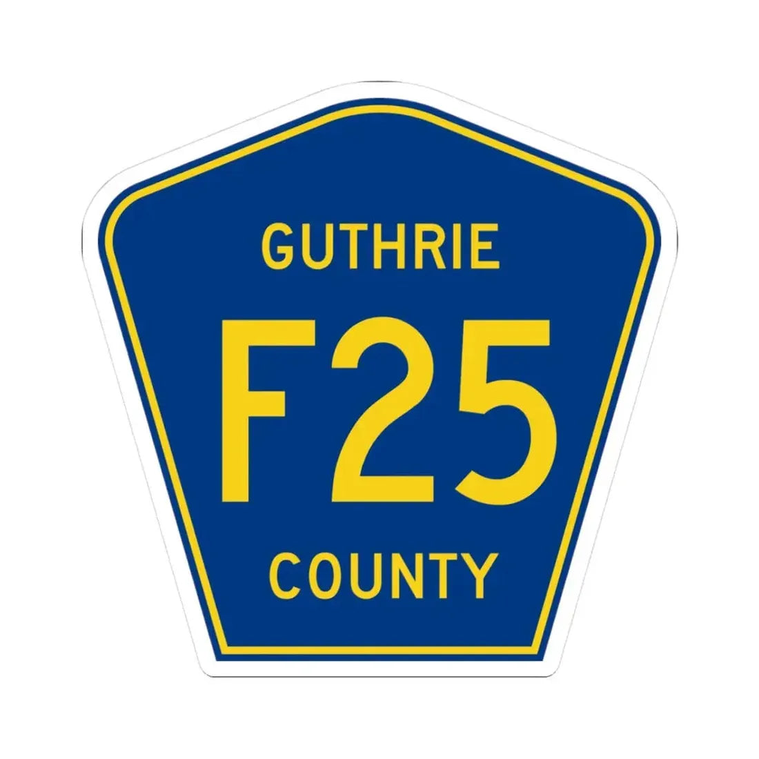 Guthrie County Route F25 IA (Iowa) (Road Sign) STICKER Vinyl Kiss-Cut Decal 3 Inch White - The Sticker Space