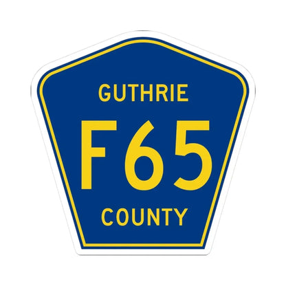 Guthrie County Route F65 IA (Iowa) (Road Sign) STICKER Vinyl Kiss-Cut Decal 3 Inch White - The Sticker Space