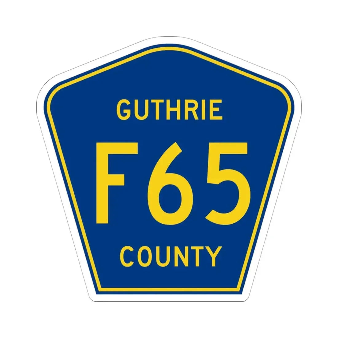 Guthrie County Route F65 IA (Iowa) (Road Sign) STICKER Vinyl Kiss-Cut Decal 6 Inch White - The Sticker Space