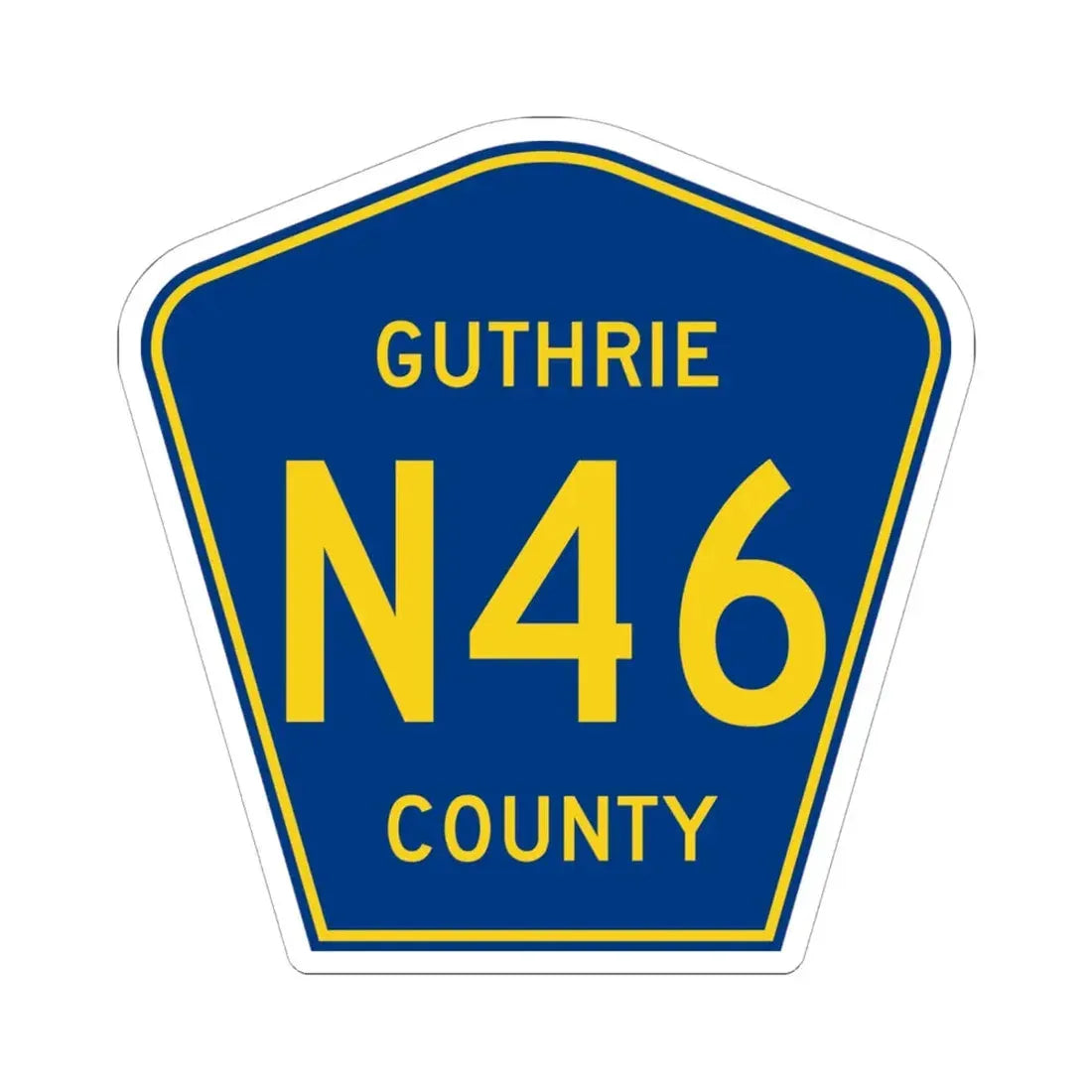 Guthrie County Route N46 IA (Iowa) (Road Sign) STICKER Vinyl Kiss-Cut Decal 6 Inch White - The Sticker Space