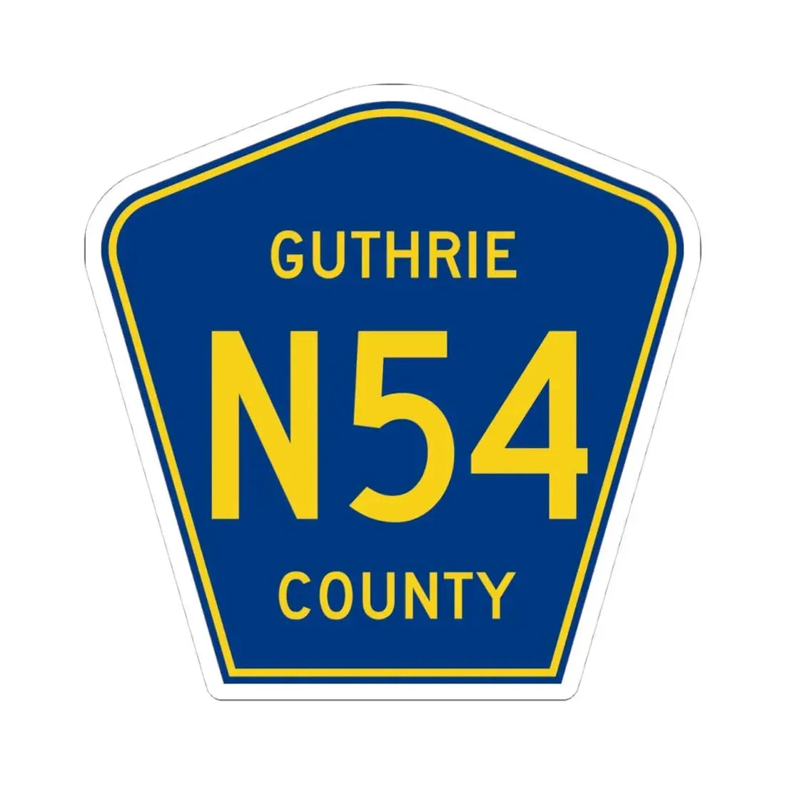 Guthrie County Route N54 IA (Iowa) (Road Sign) STICKER Vinyl Kiss-Cut Decal 4 Inch White - The Sticker Space