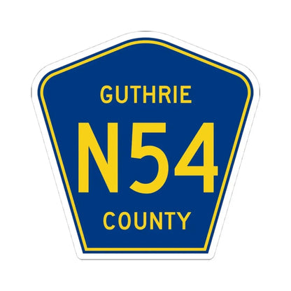 Guthrie County Route N54 IA (Iowa) (Road Sign) STICKER Vinyl Kiss-Cut Decal 4 Inch White - The Sticker Space