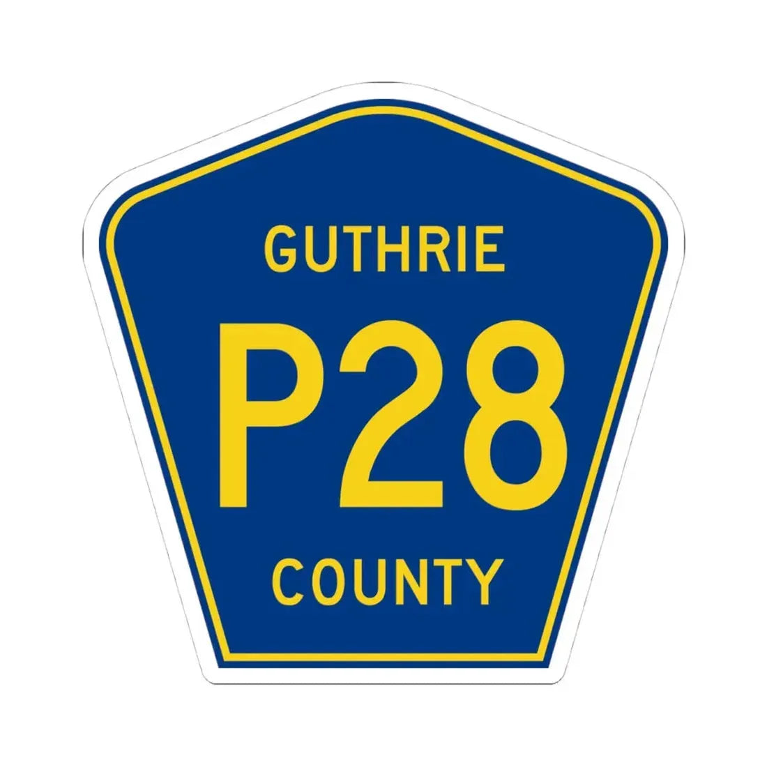 Guthrie County Route P28 IA (Iowa) (Road Sign) STICKER Vinyl Kiss-Cut Decal 4 Inch White - The Sticker Space