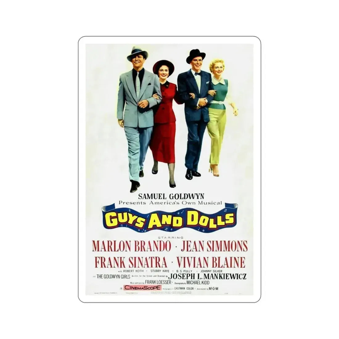 Guys and Dolls 1955 Movie Poster STICKER Vinyl Die-Cut Decal - The Sticker Space