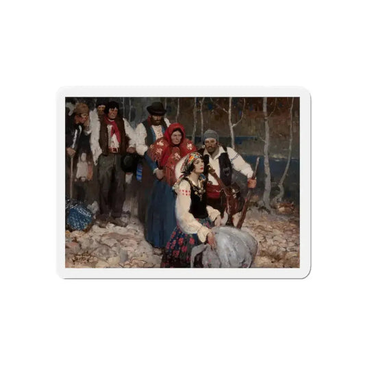 Gypsies Paused at a Clearing (Magazine Illustration) Refrigerator Magnet 6 Inch Die-Cut - The Sticker Space
