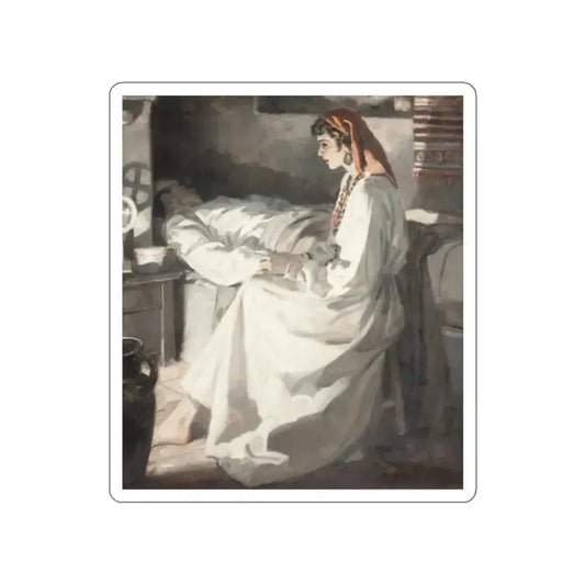 Gypsy with Injured Man (Magazine Illustration) STICKER Vinyl Die-Cut Decal White Die-Cut 2 Inch - The Sticker Space