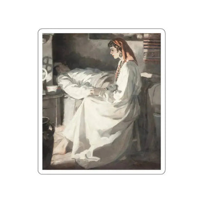 Gypsy with Injured Man (Magazine Illustration) STICKER Vinyl Die-Cut Decal White Die-Cut 3 Inch - The Sticker Space