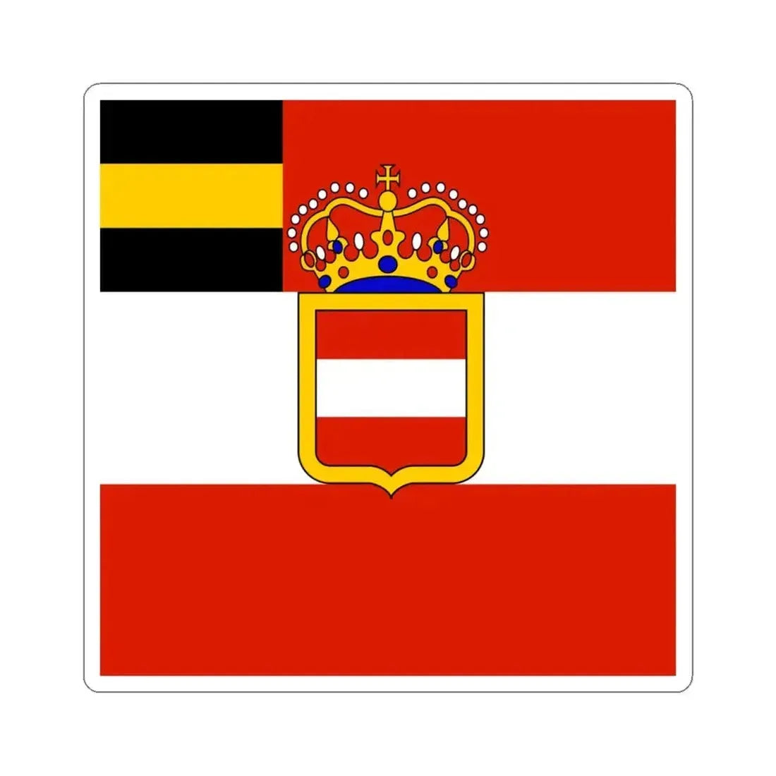 Habsburg Admirals Flag 1853 (Austria) STICKER Vinyl Kiss-Cut Decal 6 Inch White - The Sticker Space
