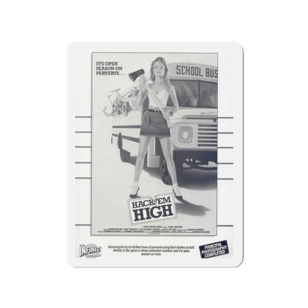 HACK'EM HIGH (CEMETERY HIGH) 1988 Movie Poster - Die-Cut Magnet-2" x 2"-The Sticker Space