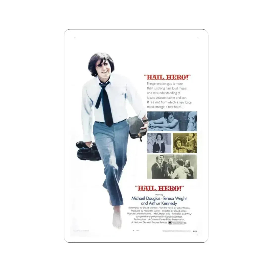 Hail Hero 1969 Movie Poster - STICKER Vinyl Kiss-Cut Decal 3 Inch White - The Sticker Space