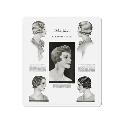 Hair Views by Dorothy Cocks, Ladies' Home Journal, June 1933 (Magazine Illustration) Refrigerator Magnet 2 Inch Die-Cut - The Sticker Space