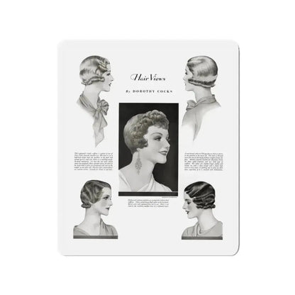 Hair Views by Dorothy Cocks, Ladies' Home Journal, June 1933 (Magazine Illustration) Refrigerator Magnet 3 Inch Die-Cut - The Sticker Space