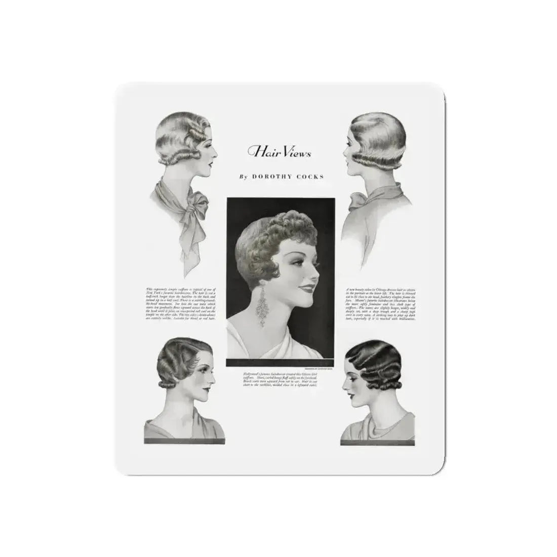 Hair Views by Dorothy Cocks, Ladies' Home Journal, June 1933 (Magazine Illustration) Refrigerator Magnet 5 Inch Die-Cut - The Sticker Space