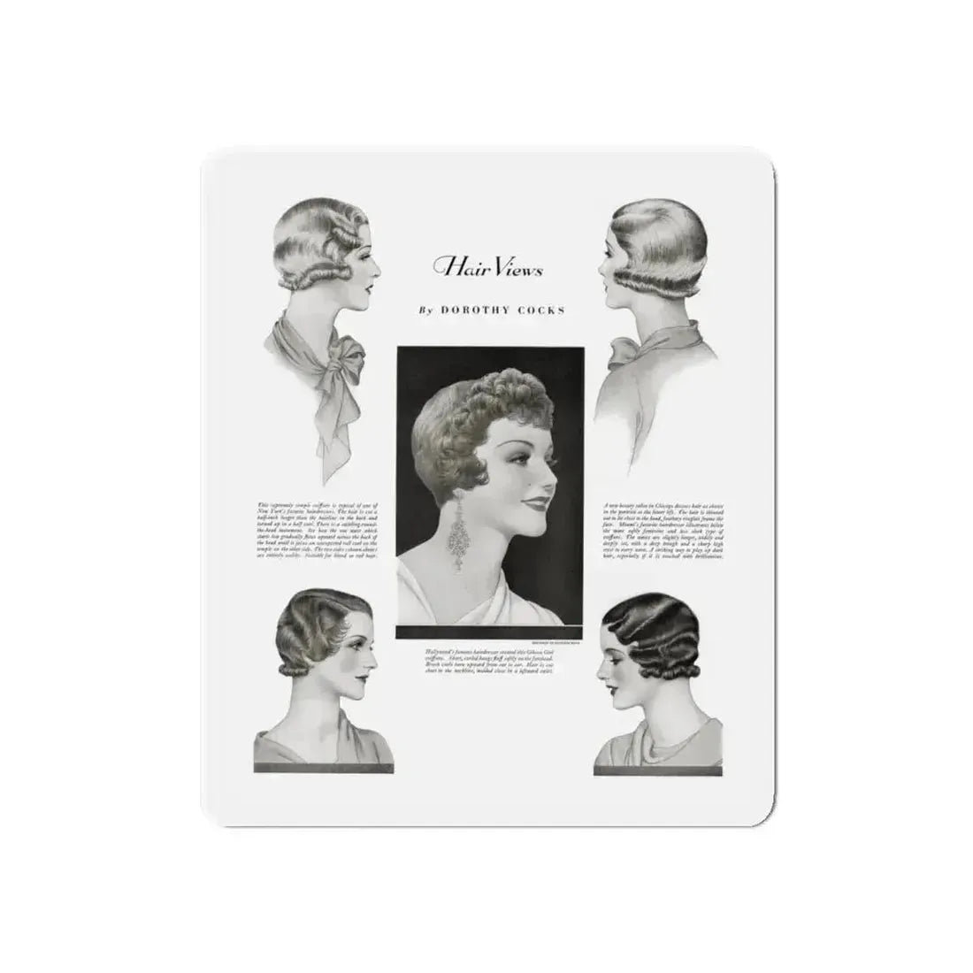 Hair Views by Dorothy Cocks, Ladies' Home Journal, June 1933 (Magazine Illustration) Refrigerator Magnet 6 Inch Die-Cut - The Sticker Space