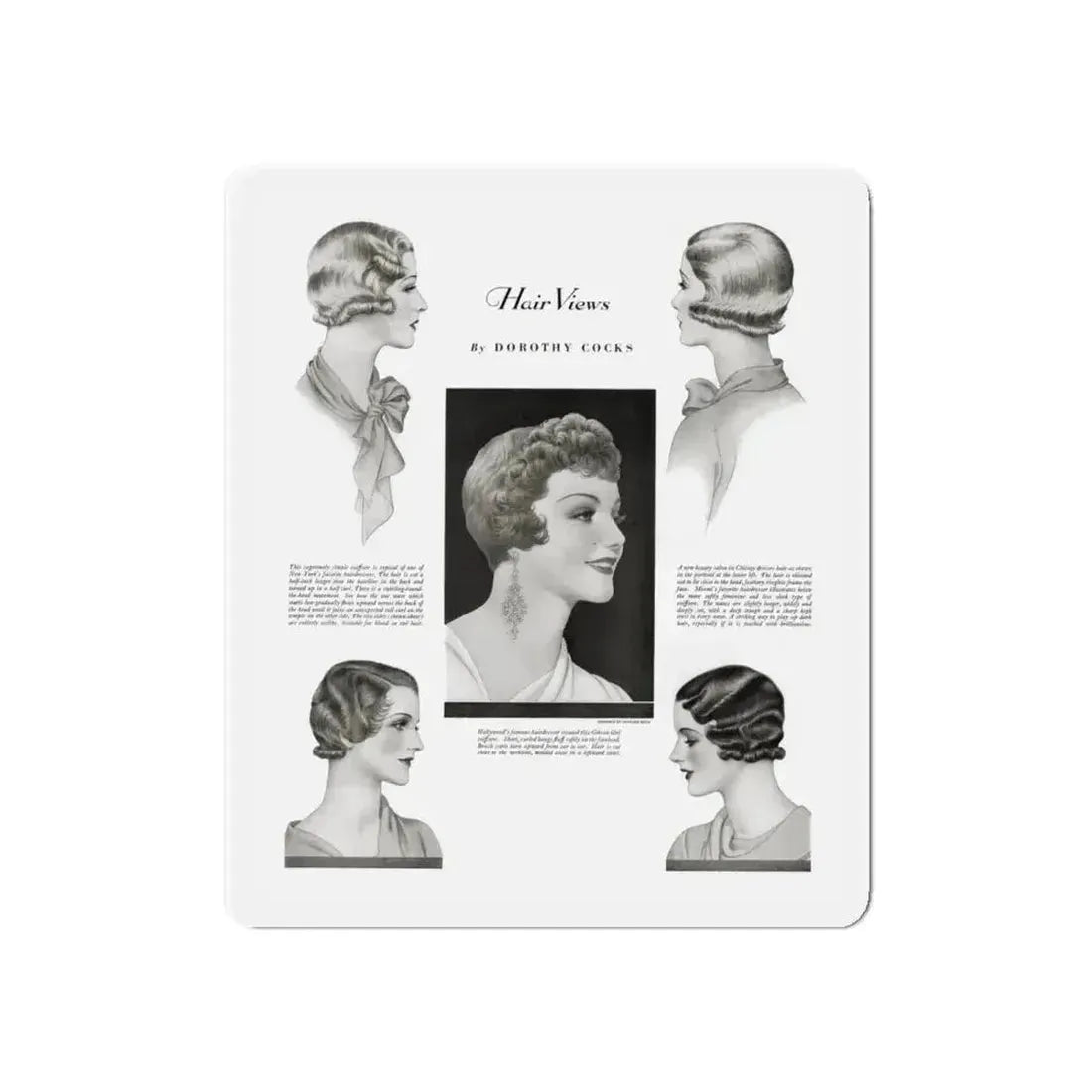 Hair Views by Dorothy Cocks, Ladies' Home Journal, June 1933 (Magazine Illustration) Refrigerator Magnet - The Sticker Space