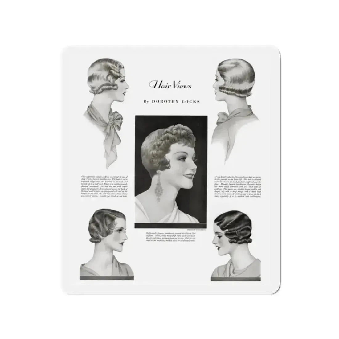 Hair Views by Dorothy Cocks, Ladies' Home Journal, June 1933 (Magazine Illustration) Refrigerator Magnet - The Sticker Space